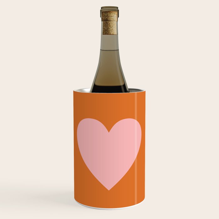 Cute Pink Heart on Orange Minimal Wine Chiller Gallery Image 1