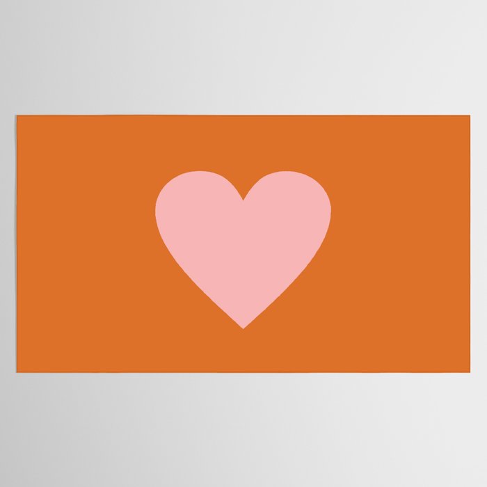 Cute Pink Heart on Orange Minimal Tablecloth Gallery Image 2