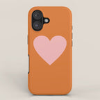Cute Pink Heart on Orange Minimal iPhone Case Gallery Image 1