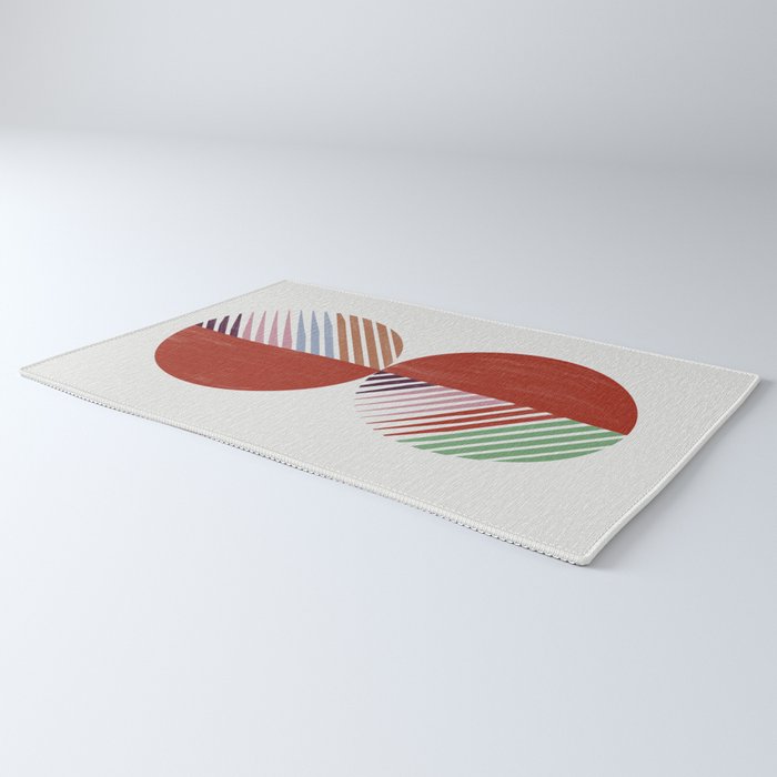 Hand-Drawn Geometric Circles with Stripes Rug Gallery Image 3