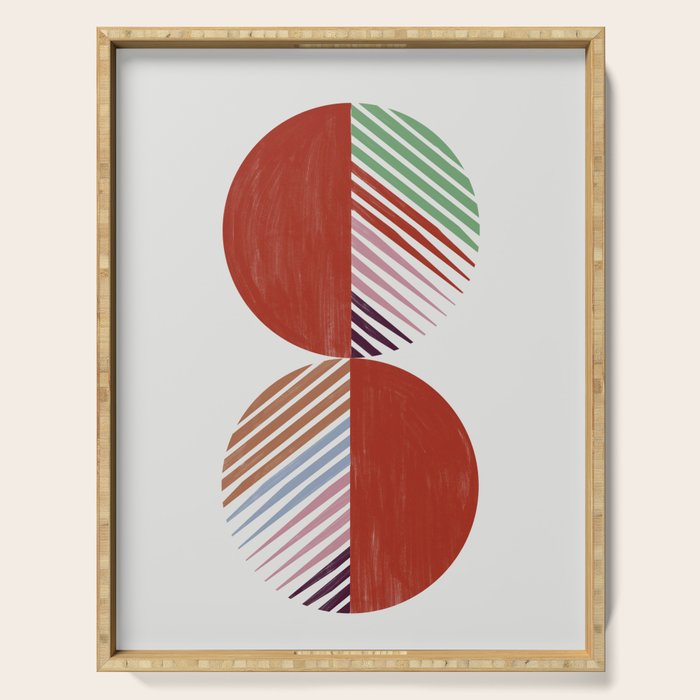 Hand-Drawn Geometric Circles with Stripes Serving Tray Gallery Image 1