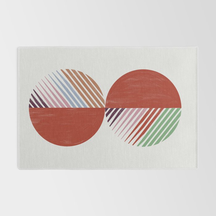 Hand-Drawn Geometric Circles with Stripes Rug Gallery Image 2