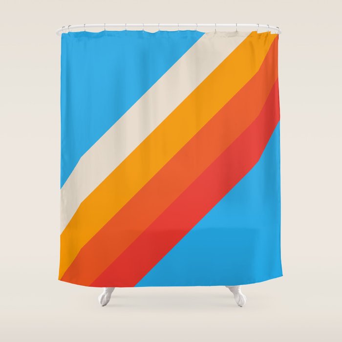 Gefjun - Classic Minimal Retro Summer Style Stripes Shower Curtain Gallery Image 1