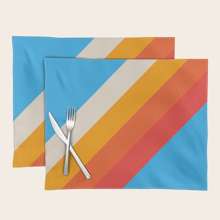 Gefjun - Classic Minimal Retro Summer Style Stripes Placemat Gallery Image 1