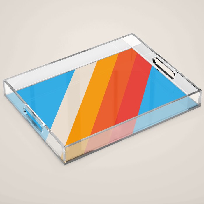 Gefjun - Classic Minimal Retro Summer Style Stripes Acrylic Tray Gallery Image 1