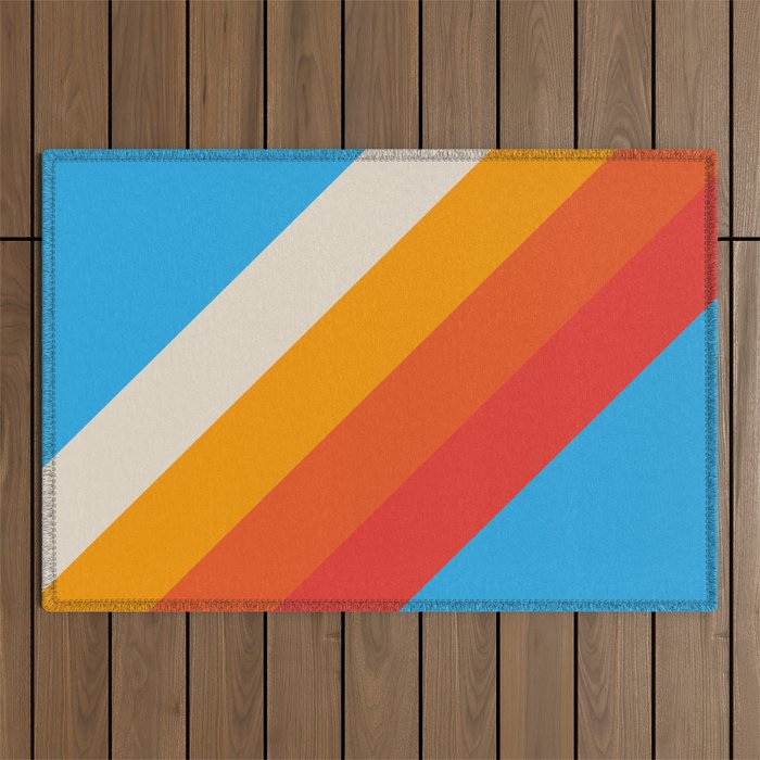 Gefjun - Classic Minimal Retro Summer Style Stripes Outdoor Rug Gallery Image 1