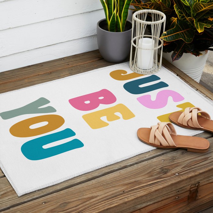 Just Be You | Colorful Lettering Outdoor Rug Gallery Image 2