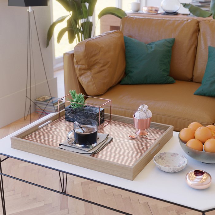 Rustic, Abstract Stripes Pattern in Terracotta Serving Tray Gallery Image 2