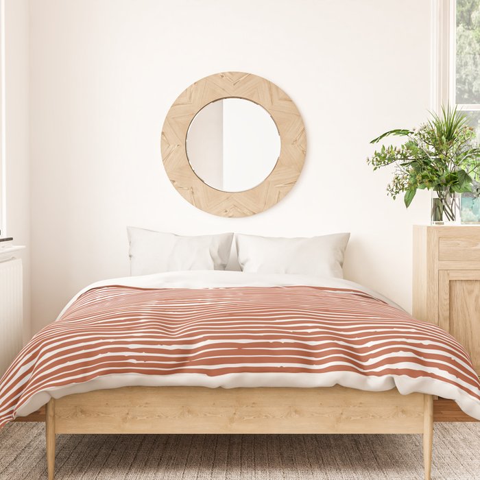 Rustic, Abstract Stripes Pattern in Terracotta Duvet Cover Gallery Image 3