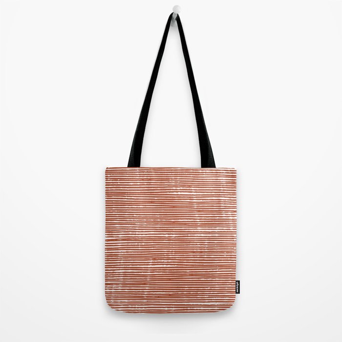 Rustic, Abstract Stripes Pattern in Terracotta Tote Bag Gallery Image 2