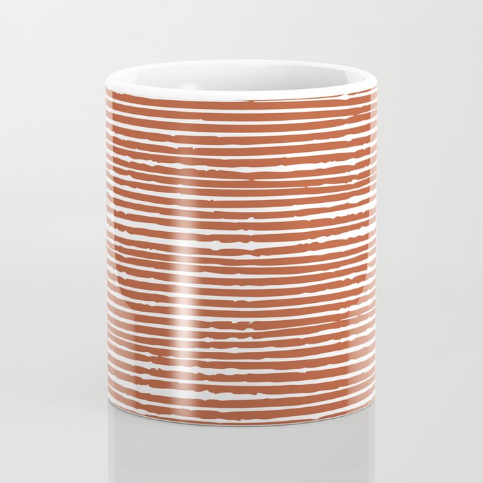 Rustic, Abstract Stripes Pattern in Terracotta Coffee Mug Gallery Image 4