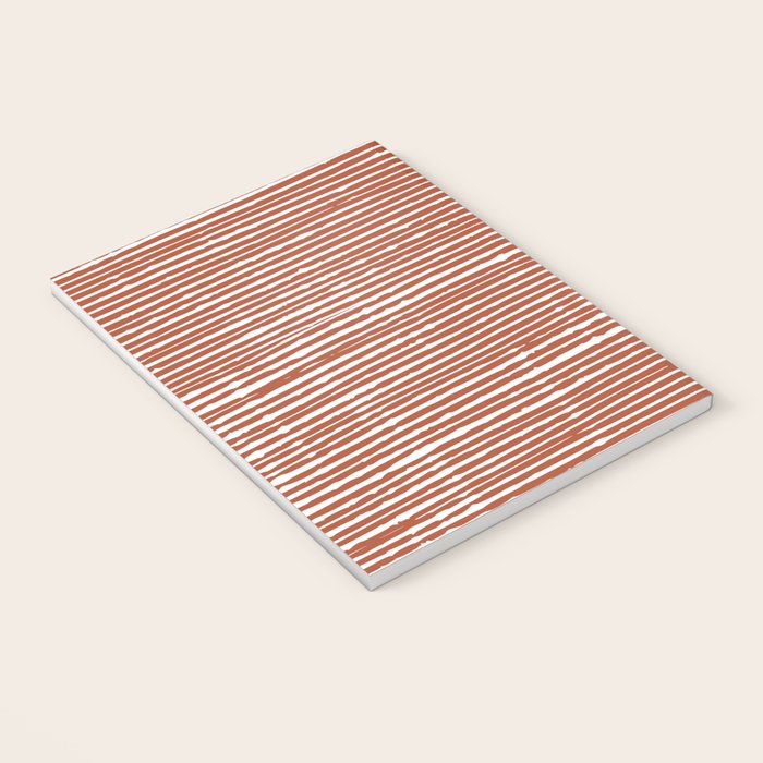 Rustic, Abstract Stripes Pattern in Terracotta Notebook Gallery Image 3
