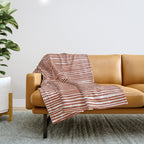 Rustic, Abstract Stripes Pattern in Terracotta Throw Blanket Gallery Image 1