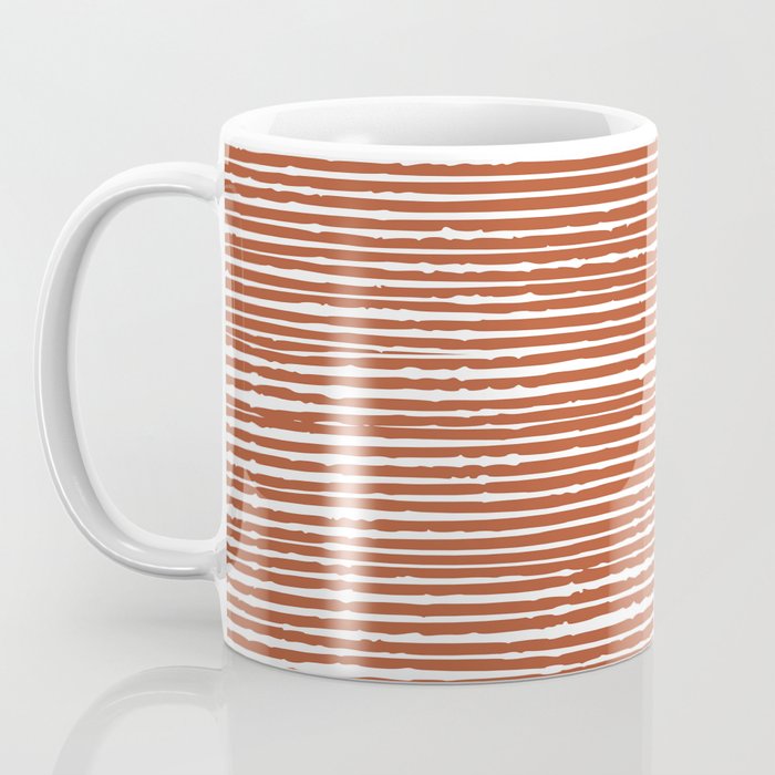 Rustic, Abstract Stripes Pattern in Terracotta Coffee Mug Gallery Image 3