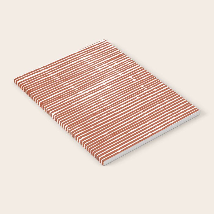Rustic, Abstract Stripes Pattern in Terracotta Notebook Gallery Image 2