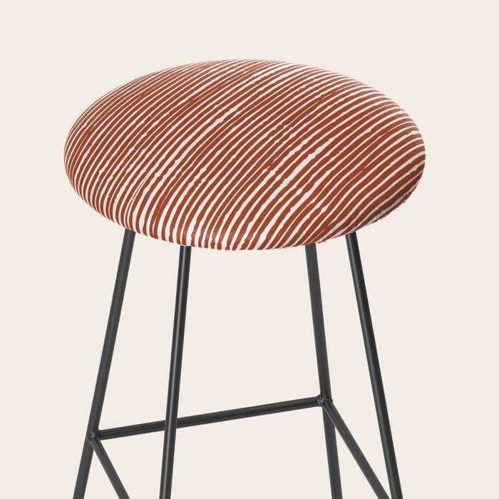 Rustic, Abstract Stripes Pattern in Terracotta Stool Gallery Image 2
