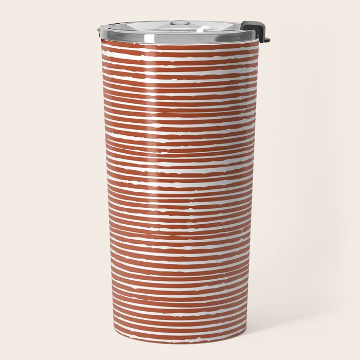 Rustic, Abstract Stripes Pattern in Terracotta Travel Mug Gallery Image 2
