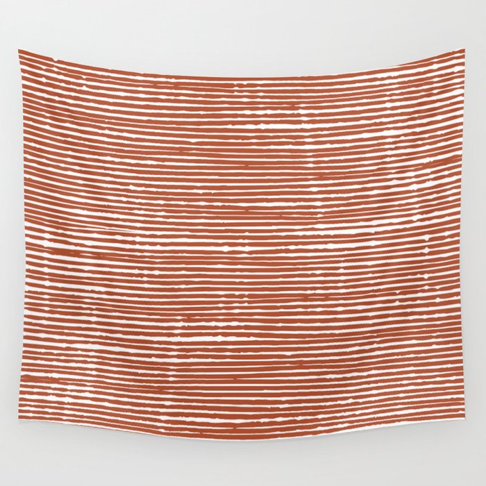 Rustic, Abstract Stripes Pattern in Terracotta Wall Tapestry Gallery Image 4