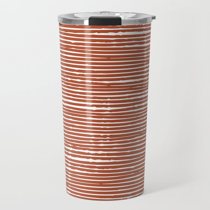 Rustic, Abstract Stripes Pattern in Terracotta Travel Mug Gallery Image 1