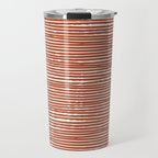 Rustic, Abstract Stripes Pattern in Terracotta Travel Mug Gallery Image 1