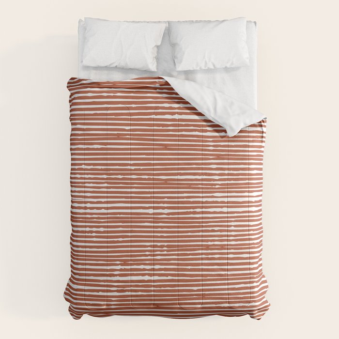 Rustic, Abstract Stripes Pattern in Terracotta Comforter Gallery Image 6