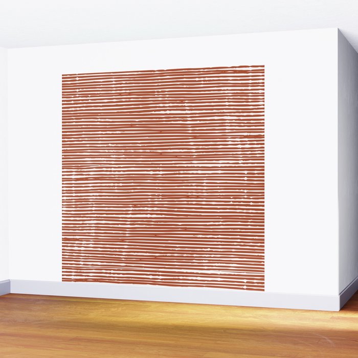 Rustic, Abstract Stripes Pattern in Terracotta Wall Mural Gallery Image 2