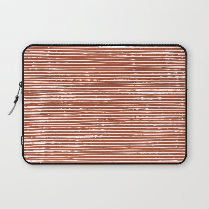 Rustic, Abstract Stripes Pattern in Terracotta Laptop Sleeve Gallery Image 1