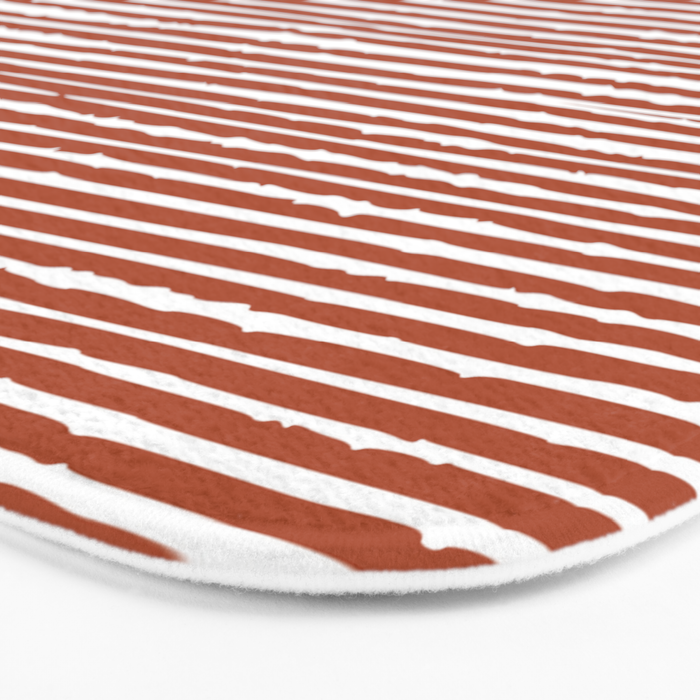 Rustic, Abstract Stripes Pattern in Terracotta Bath Mat Gallery Image 3