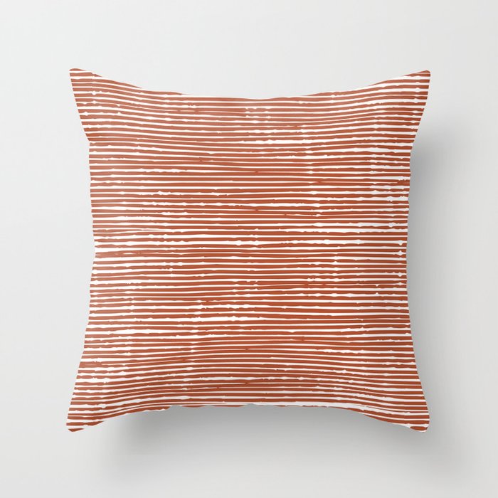 Rustic, Abstract Stripes Pattern in Terracotta Throw Pillow Gallery Image 1