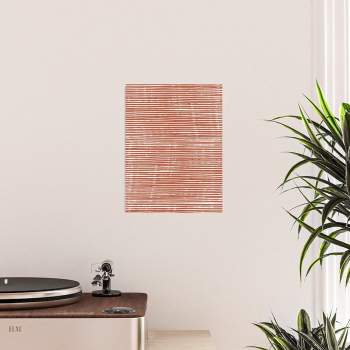 Rustic, Abstract Stripes Pattern in Terracotta Poster Gallery Image 2