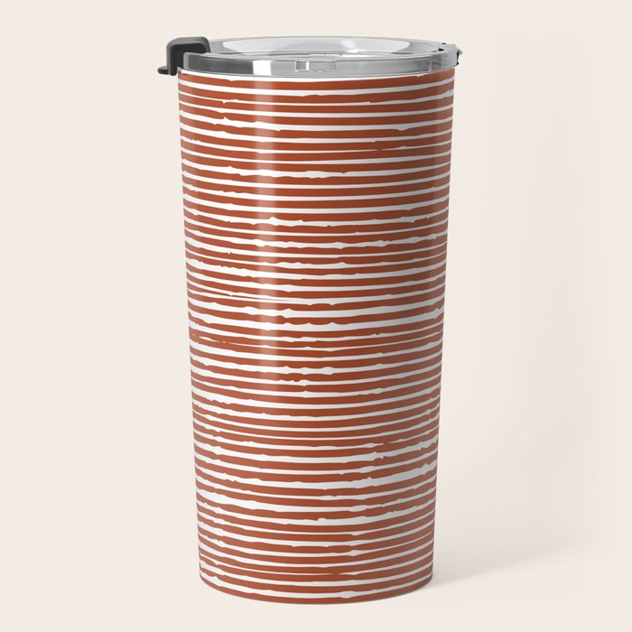 Rustic, Abstract Stripes Pattern in Terracotta Travel Mug Gallery Image 3