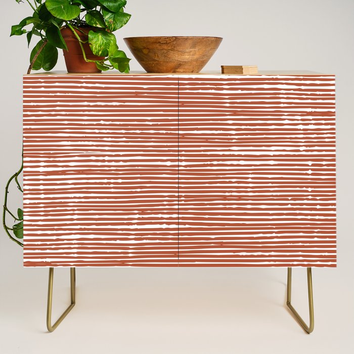 Rustic, Abstract Stripes Pattern in Terracotta Credenza Gallery Image 1