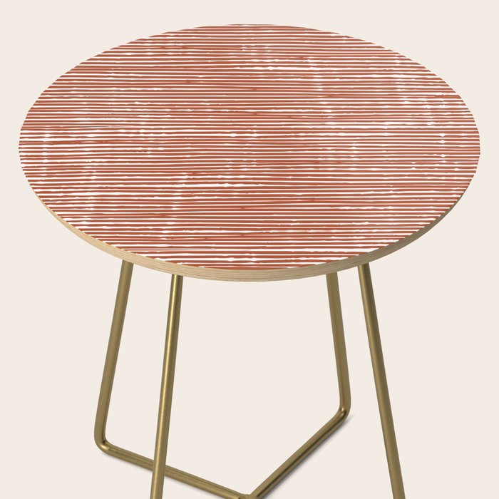 Rustic, Abstract Stripes Pattern in Terracotta Side Table Gallery Image 2