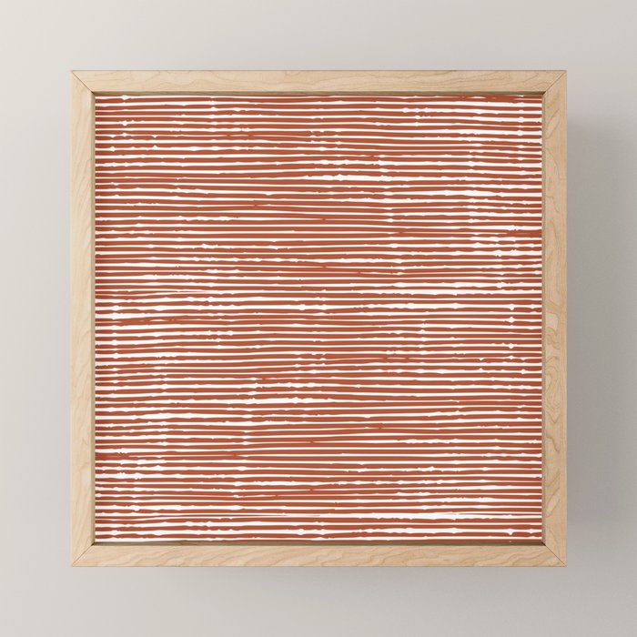 Rustic, Abstract Stripes Pattern in Terracotta Mini Art Print Gallery Image 1