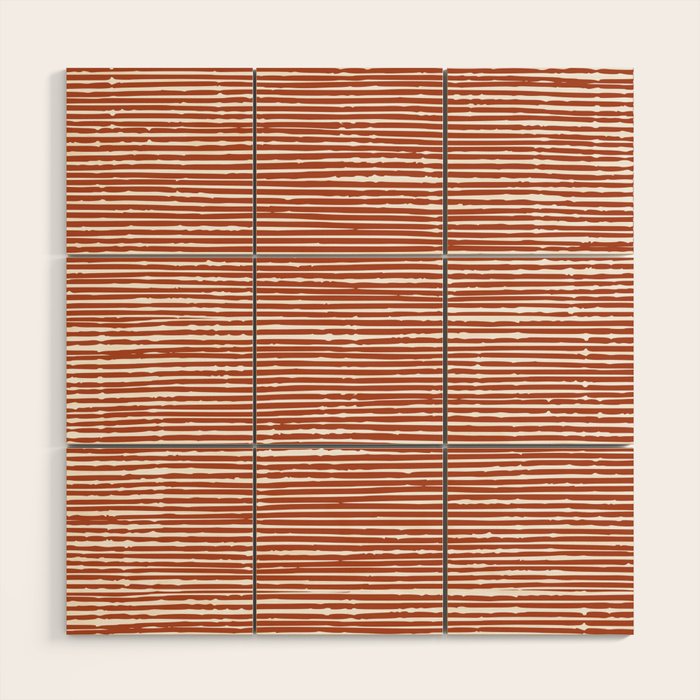 Rustic, Abstract Stripes Pattern in Terracotta Wood Wall Art Gallery Image 1