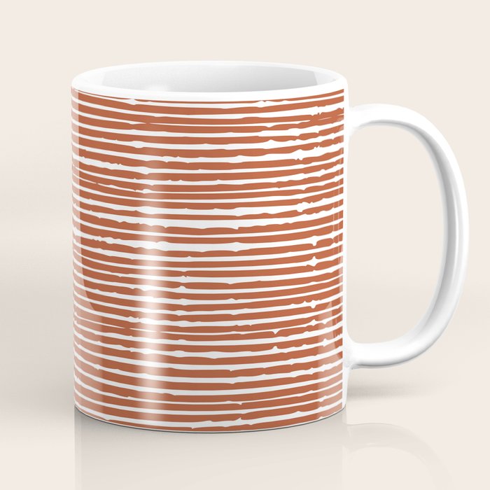 Rustic, Abstract Stripes Pattern in Terracotta Coffee Mug Gallery Image 1