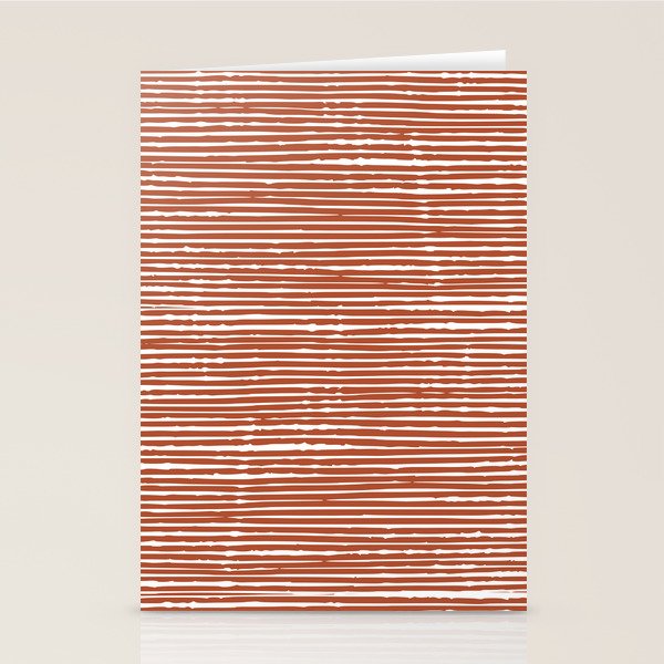 Rustic, Abstract Stripes Pattern in Terracotta Stationery Card Gallery Image 1