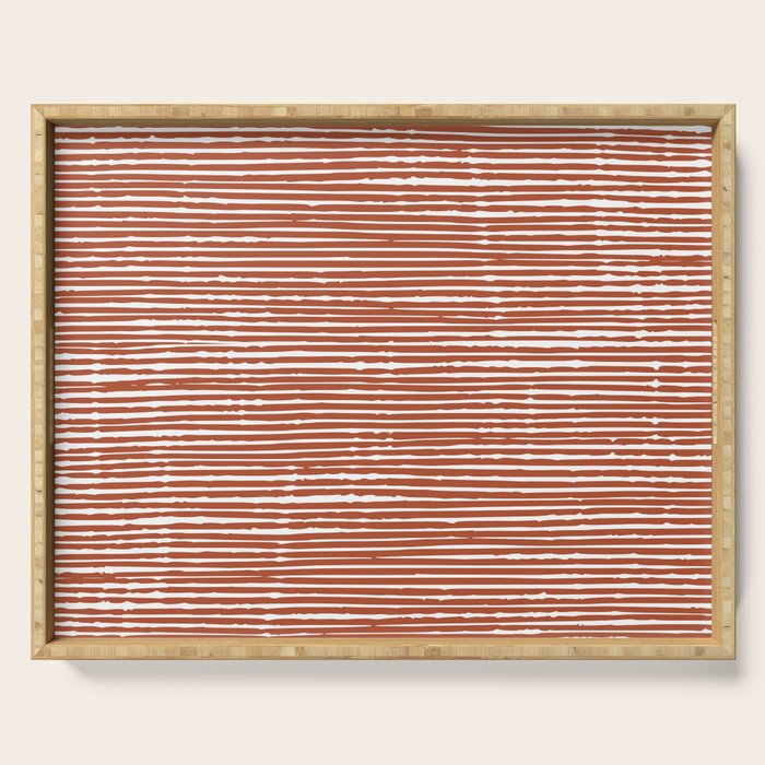 Rustic, Abstract Stripes Pattern in Terracotta Serving Tray Gallery Image 1