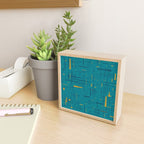 Mid-Century Modern Kinetikos Pattern in Moroccan Teal Blue and Ochre Mini Art Print Gallery Image 2