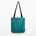 Mid-Century Modern Kinetikos Pattern in Moroccan Teal Blue and Ochre Tote Bag Gallery Image 2