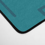 Mid-Century Modern Kinetikos Pattern in Moroccan Teal Blue and Ochre Desk Mat Gallery Image 4