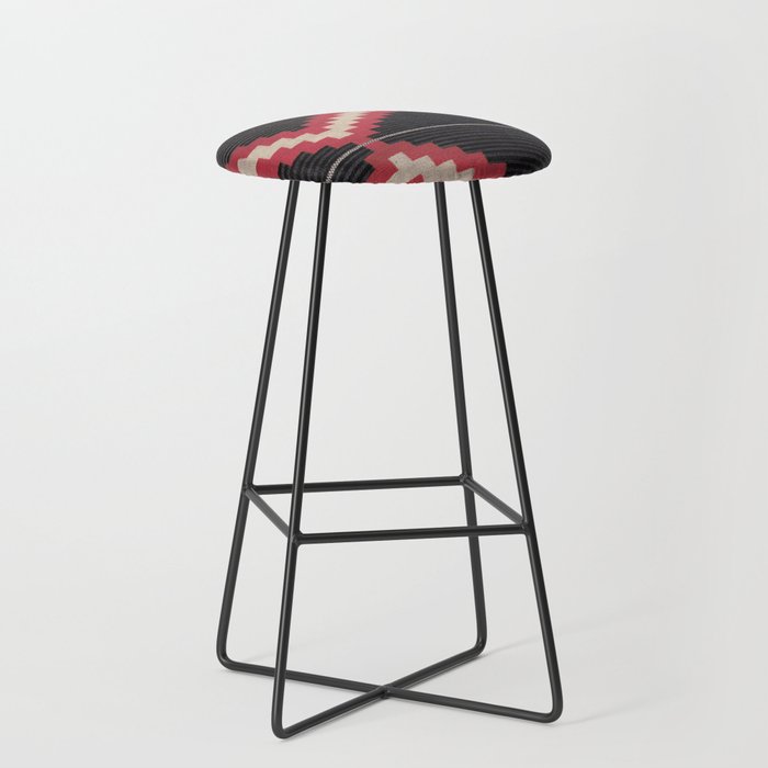 Red and White Moqui Stripe Southwest Navajo Rug Stool Gallery Image 1