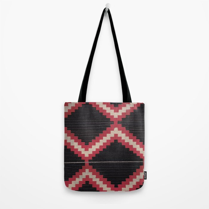 Red and White Moqui Stripe Southwest Navajo Rug Tote Bag Gallery Image 2