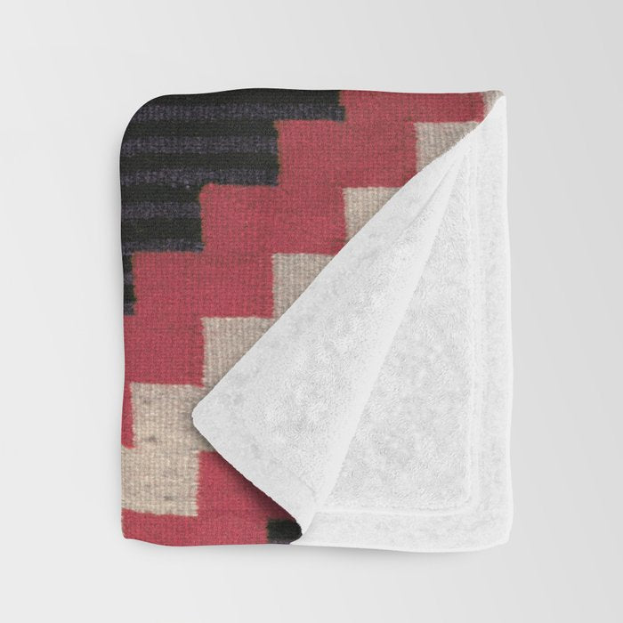 Red and White Moqui Stripe Southwest Navajo Rug Throw Blanket Gallery Image 3