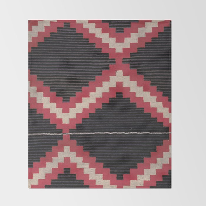 Red and White Moqui Stripe Southwest Navajo Rug Throw Blanket Gallery Image 2