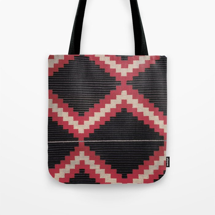 Red and White Moqui Stripe Southwest Navajo Rug Tote Bag Gallery Image 1