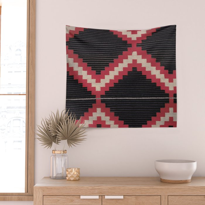 Red and White Moqui Stripe Southwest Navajo Rug Wall Tapestry Gallery Image 2