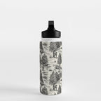 Bigfoot / Sasquatch Toile de Jouy in Black Water Bottle Gallery Image 3
