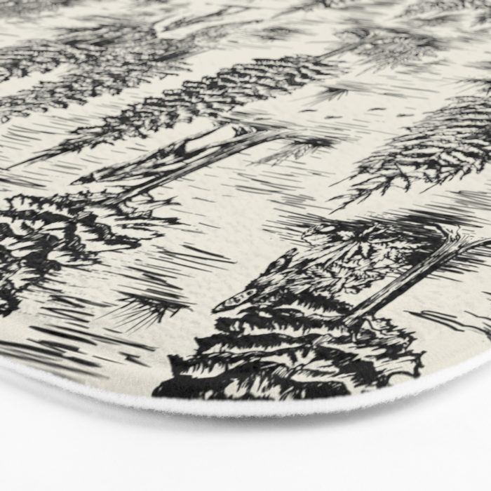 Bigfoot / Sasquatch Toile de Jouy in Black Bath Mat Gallery Image 3