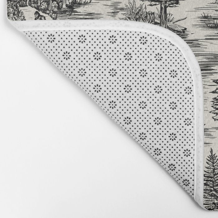 Bigfoot / Sasquatch Toile de Jouy in Black Bath Mat Gallery Image 2